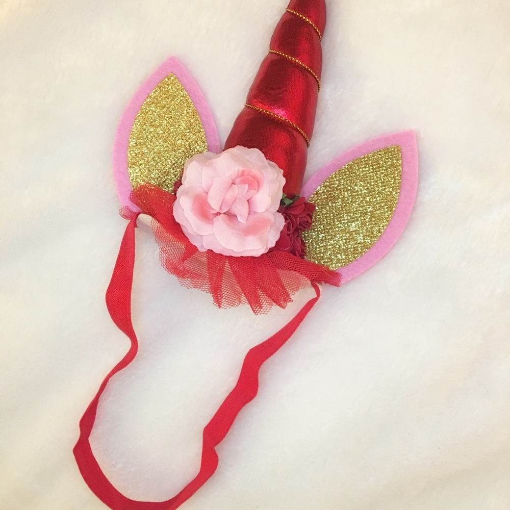 ♦️New Red and pink unicorn kids headband